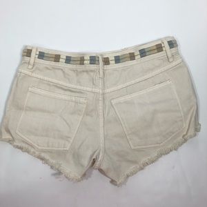 Free People Womens Denim Off White Cream Shorts